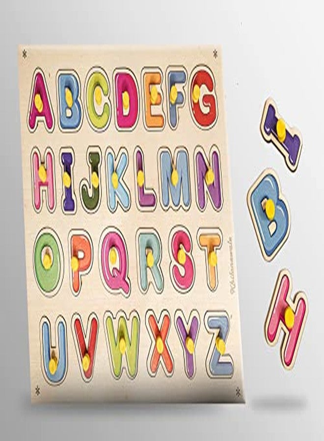 Khilonewale Kid's - Wooden Capital English A-Z Alphabets | Color Learning Educational Puzzle Board for Kids | Montessori Educational Learning Toy - Image 2
